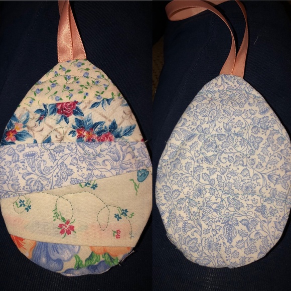 Handmade Quilted Easter Egg Ornaments 2 pc 5 in. - Picture 2 of 6